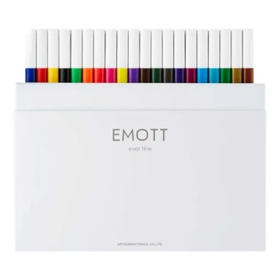 Image of uni ball Emott Felt Tip Fineliners Colouring Pens. Water Resistant Non Bleed and Fade Proof Ink for Adult Books, Art Set, Drawing, Handwriting, School Stationery 40 Coloured Pens