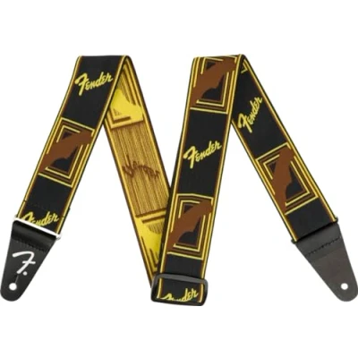 Image of Fender Weighless™ Monogram Strap 2&quot; Wide Black/Yellow/Brown