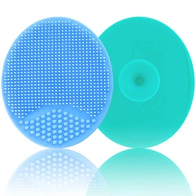 Image of Baby Bath Brush, Cradle Cap Silicone Massage Scrubbers Exfoliator Skin Essential for Dry Skin, and Eczema 2 Pack (Blue &amp; Green)