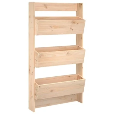 Image of vidaXL Solid Pine Wood Wall Planter 3 Tier Vertical Garden Box for Indoor and Outdoor Space Saving Easy Planting Solution