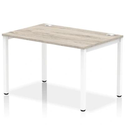 Image of Impulse Bench Single Row 1200 White Frame Office Desk Grey Oak