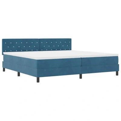 Image of Vidaxl Box Spring Bed with Mattress &amp; led Dark Blue 200x200 cm Velvet