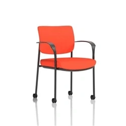 Image of Brunswick Deluxe Black Frame Back Seat Orange With Arms/Castors