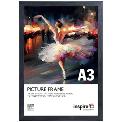 Image of inspire by Hampton Frames WESTMINSTER A3 (30x42cm) Grey Poster Certificate Frame Plexi (Non Glass) IBHWESA3GRYPK1