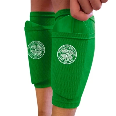 Image of Hy Pro Officially Licensed Celtic F.C. Shin Pad With Sock Sleeve, Junior Guard, Breathable, Lightweight, Durable, Protective Gear, Merchandise, The Bhoys, Great Football Gift Idea