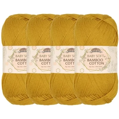 Image of JubileeYarn Baby Soft Bamboo Cotton Yarn 50g/Skein Goldenrod 4 Skeins