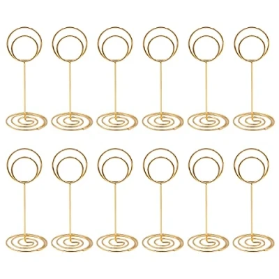 Image of WANGCL 12 Pack Mini Place Card Holders Table Number Holder Wedding Name Clips Picture Memo Note Photo Stand（Gold）