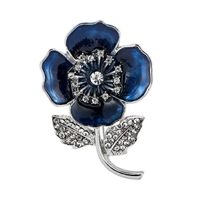 Image of harupink Poppy Brooches Pin Enamel Badges Crystal Banquet Red Flower Remembrance Day Gift for Women (#15)