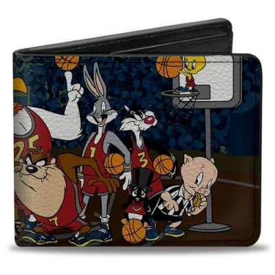 Image of Buckle down mens Bifold Looney Tunes Bi Fold Wallet, Multicolor, 4.0 x 3.5 UK