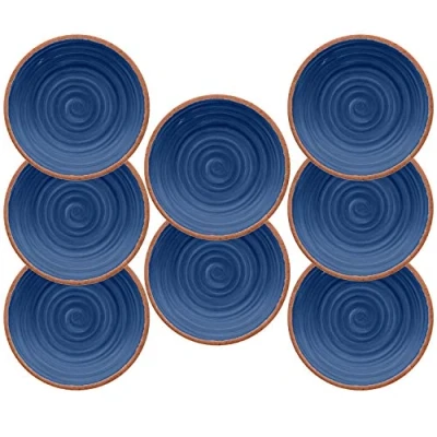 Image of Rustic Swirl Indigo Melamine Side Plate Set (8)