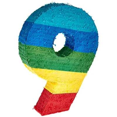 Image of Number 9 Pinata (37cm x 53cm) Vibrant Multicolor Party Essential Perfect for Kids Birthday Celebrations &amp; Festivities 1 Pc
