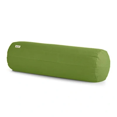 Image of Basaho Yoga Bolster Organic Cotton Buckwheat Hulls Removable Washable Cover (Leaf)