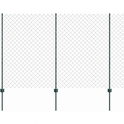 Image of vidaXL Chain Link Fence with 10 U Posts Green 1.6x10 m Steel