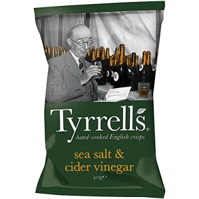 Image of Tyrrell&#039;s Sea Salt and Cider Vinegar Crisps, 40g