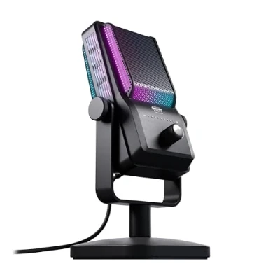Image of CHERRY XTRFY Ngale R Premium USB Microphone for Recordings &amp; Streaming, Plug Play via Connection, Mute, RGB Gain, Low Cut Filter Gaming, Black