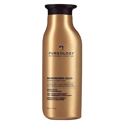 Image of Pureology Nanoworks Gold, Shampoo, to Revive Dull, Tired Colour Treated Hair, Renews Softness And Shine, Vegan Formulas, Sulphate Free for a Gentle Cleanse 266 ml