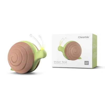 Image of Cheerble Interactive Cat Toy with LED Lights, Wicked Snail, [2024 Upgraded] Electric for Cats, DC Rechargeable, Automatic Moving Toy, Smart Gifts Kittens Indoor Brown