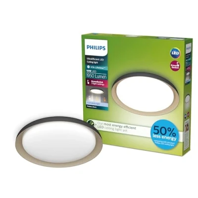 Image of Philips Pebblo UltraEfficient Ceiling, SceneSwitch, Black, 10W, 1950Lm, 4000K, IP20