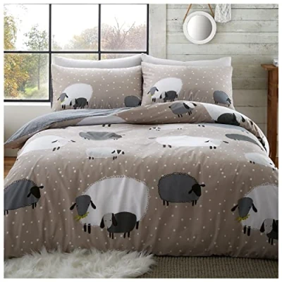 Image of GC GAVENO CAVAILIA Animal Duvet Cover King Size, Breathable Printed Natural Quilt Covers, Easy Care Washable Sheep Bedding Set