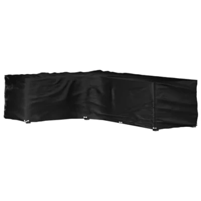 Image of vidaXL L Shaped Outdoor Furniture Cover, 220x285x80cm UV Resistant and Water Garden or Patio Protector Black Polyethylene Material with 18 Eyelets Locking Rope