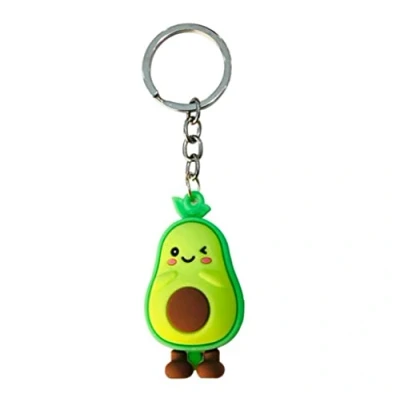 Image of YEHJDSMD Fashion Simulation Fruit Avocado Smile shaped Keychain 3D Soft Resin Key Chains Jewelry Chain Accessories, Silver