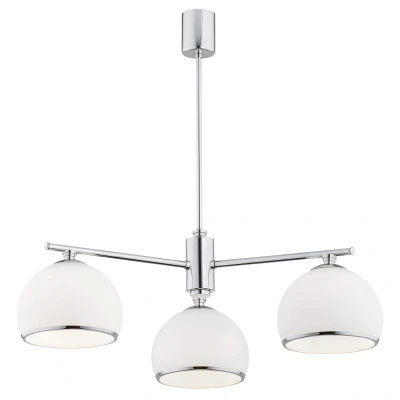 Image of Marbella Multi Arm Pendant Ceiling 3 Light Opal Matt, Chrome