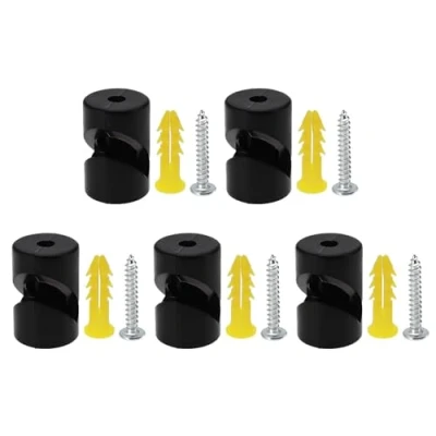 Image of Create idea 5 Sets Black Wire Decentralizer with Screws Expansion Tube Wall Ceiling Cable V Hook Fixture Cord Plastic Clip for Lamps Chandeliers
