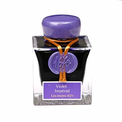 Image of Jacques Herbin 15076JT One bottle of gold glitter ink for fountain pen, rollerball, glass nib and holder 50 ml, Imperial Violet