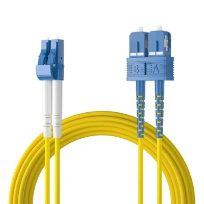 Image of 10Gtek Fiber Patch Cable LC to SC OS2 10Gb/Gigabit Singlemode Jumper Duplex 9/125 LSZH Optic Cord, Yellow, 3 Meter(9.8ft)