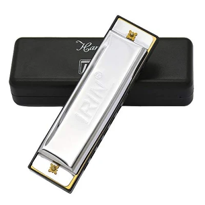 Image of OriGlam 10 Holes 20 Tones Major Blues Harmonica, Key of C Harmonica For Kid and Adult Beginner with Hard Case Suitable Blues, Folk, Jazz Pop