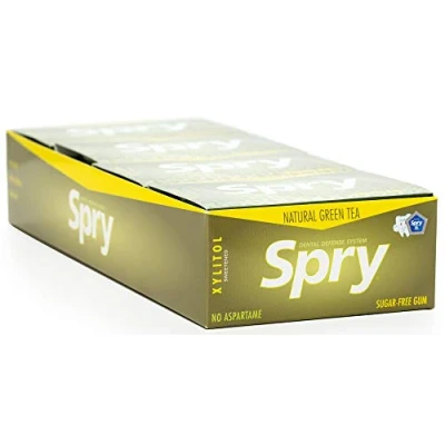 Image of Spry Green Tea with Xylitol Chewing Gum 10 Pieces (Pack of 20)