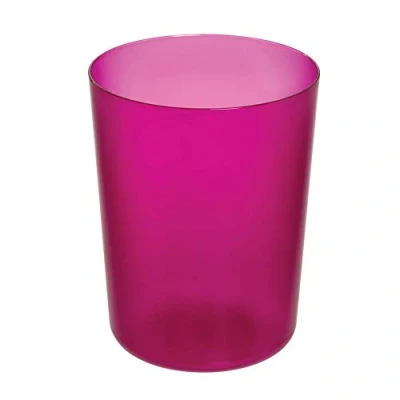 Image of iDesign Waste Paper Bin, Round Plastic Bathroom Bin with Modern Design, Versatile for Bathroom, Kitchen and Other Rooms, Pink