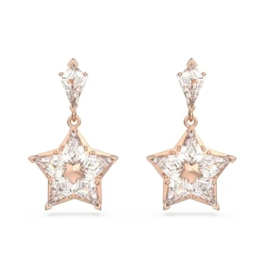Image of Swarovski Stella Star Earrings, Clear Crystals in a Rose Gold Tone Plated Setting, from the Collection