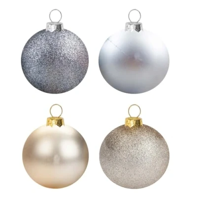 Image of VFM Champagne Gold 10cm Baubles Assorted (4 Pack) Christmas Tree Decorations