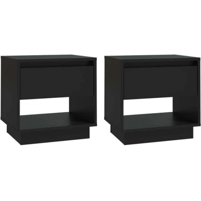 Image of vidaXL Bedside Cabinets 2 pcs Black 45x34x44 cm Engineered Wood