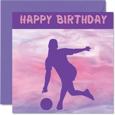 Image of Sport Birthday Cards for Women Girls Bowling in Boxing Card Friend Sister Daughter Niece Teammate, 145mm x Athlete Greeting