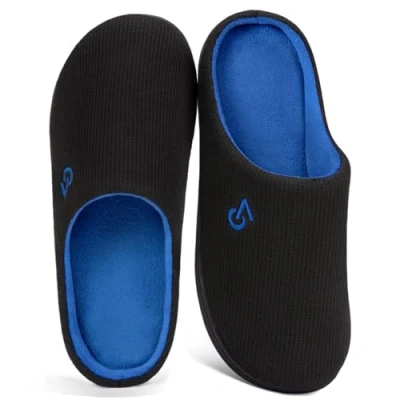 Image of VeraCosy Men&#039;s Two Tone Memory Foam Slippers Blue,12 13 UK