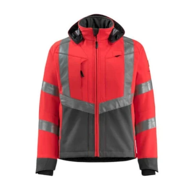 Image of Mascot 15502 246 22218 Blackpool Safe Supreme Water Repellent Fleece on Inner Side Class 3 Softshell Jacket, Size 2XL, Hi Vis Red/Dark Anthracite
