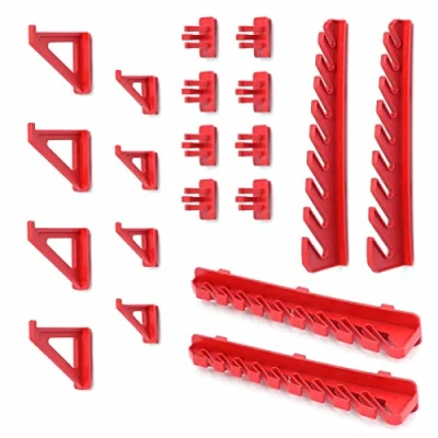 Image of Kistenberg 20 Piece Tool Wall Set Accessories Perforated Holder for Workshop Garage Plastic Red