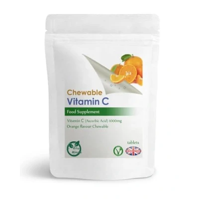 Image of Vitamin C (Orange Flavour, Chewable Tablets) 1000mg, Ascorbic Acid (Vegan) Immune System Heart and Blood Support (Pack of 180)