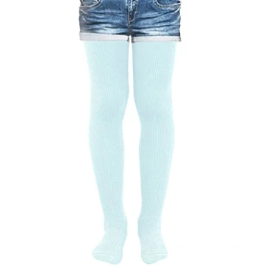 Image of Kids Fashion Girls Ribbed Semi Opaque Tights 40 Denier (1 2 Years (86cm), Light Blue)