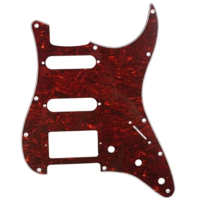 Image of Musiclily HSS 11 Hole Guitar Strat Pickguard for Fender USA/Mexican Made Standard Stratocaster Modern Style, 4Ply Red Tortoise