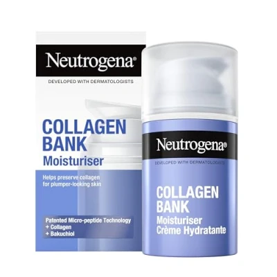 Image of Neutrogena Collagen Bank Face Moisturiser with Bakuchiol, Daily Anti Ageing &amp; Neck Cream Micro peptides and antioxidant for all skin types, 50ml