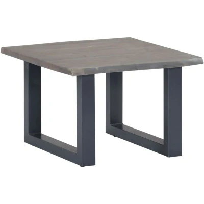 Image of vidaXL Coffee Table with Live Edges Grey 60x60x40 cm Solid Acacia Wood