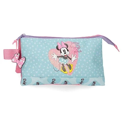 Image of Disney Minnie My happy place Triple Pencil Case Blue 22x12x5 cms Polyester
