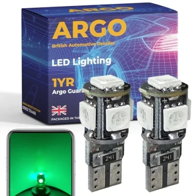 Image of Argo 501 Led Bulbs T10 5 Smd Xenon Green Car Light Upgrade Number Plate Interior Map Dome Courtesy Van Wedge W5w Bulb Side 12v