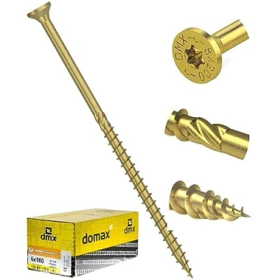 Image of 8mm x 320mm (Pack of 50) Yellow Hardened Countersunk Head Torx Wood Timber Construction Screw High Performacne Carpenter Screws