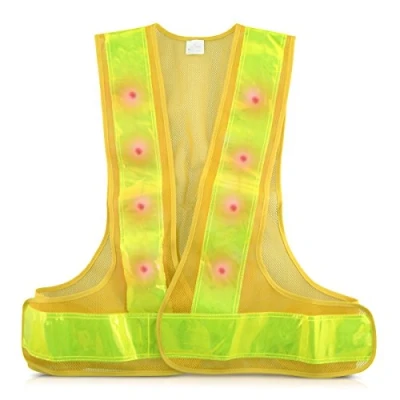 Image of kwmobile LED Light Safety Vest High Visibility Waistcoat Traffic Outdoor Night Warning Reflector Clothing with Reflective Stripes and 16 Lights