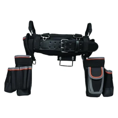 Image of Klein Tools 55428 Tradesman Pro Electrician&#039;s Padded Tool Belt and Pouch Combo for Long wear Comfort Durability Size Large