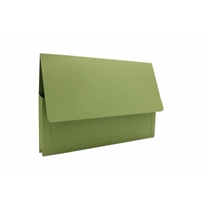 Image of Exacompta Ref PW5 GRNZ Guildhall 3/4 Flap Legal Document Wallet Foolscap for A4 Documents, 35mm Gusset, 315gsm Heavyweight Manilla Green (Pack of 25)